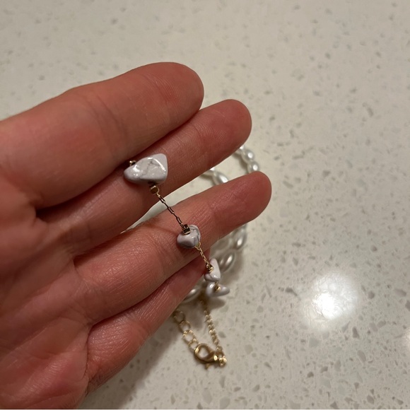 3pcs/Set White Starfish Pearl Beaded Gold Seashell Stone Chain Anklet - Picture 7 of 10